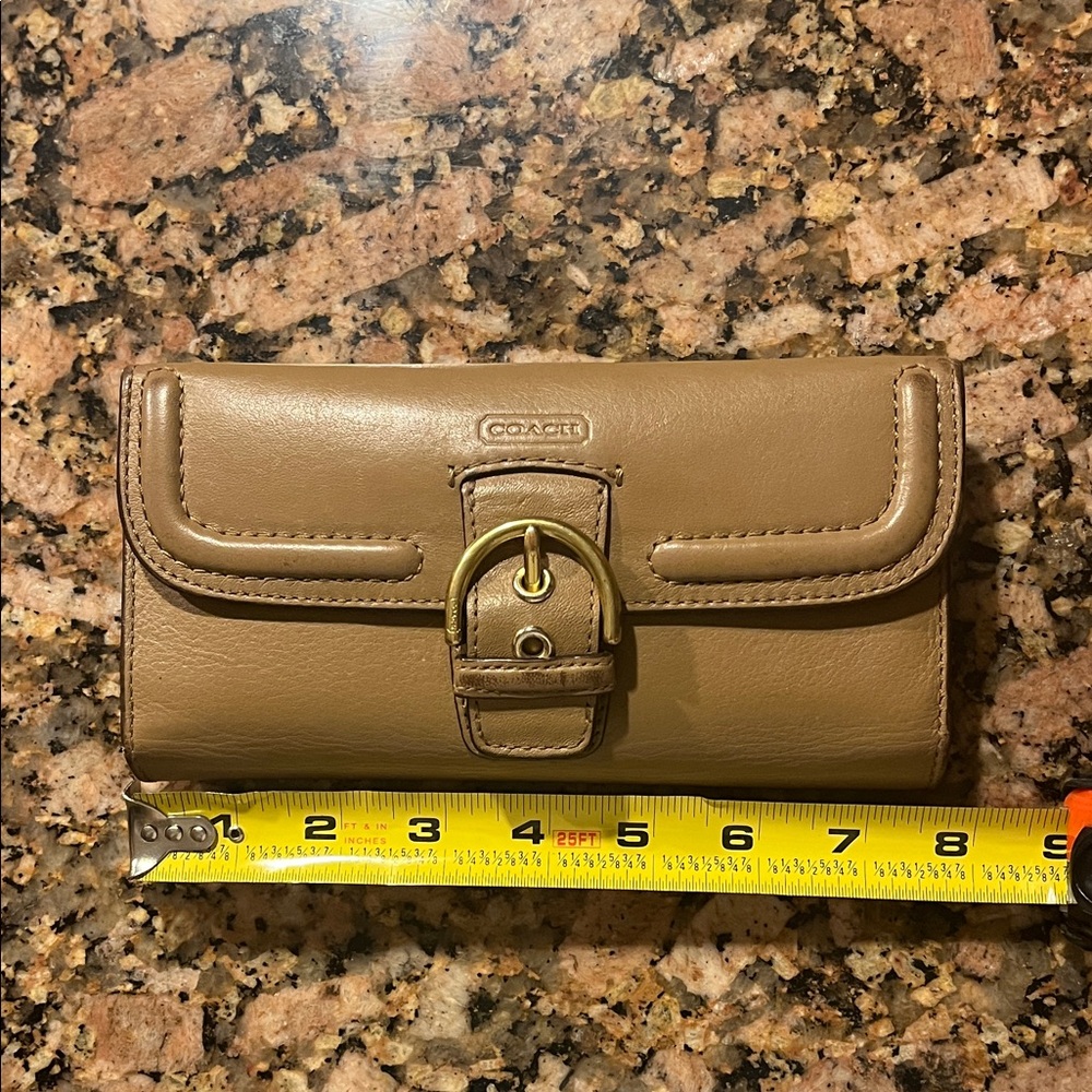 Coach Tan Leather Buckle Wallet